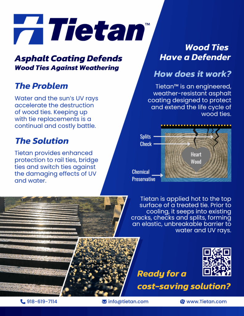 engineered asphalt coating to extend the life of wood railroad ties