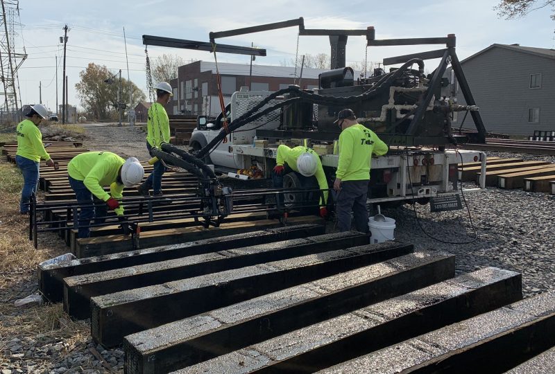 Out-of-track Bridge Tie Application. Crossties can be coated in-track or at a tie manufacturing facility.